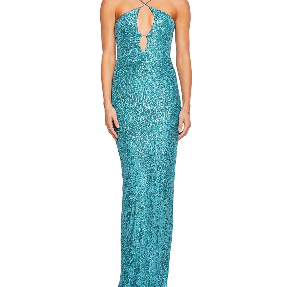Elegant Teal Sequin Gown
